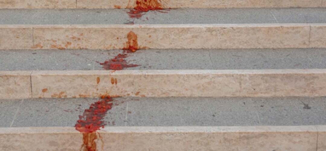 Blood on outdoor stairs